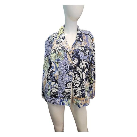 Christopher & Banks Butterfly Jean Jacket Size XL - Picture 1 of 8